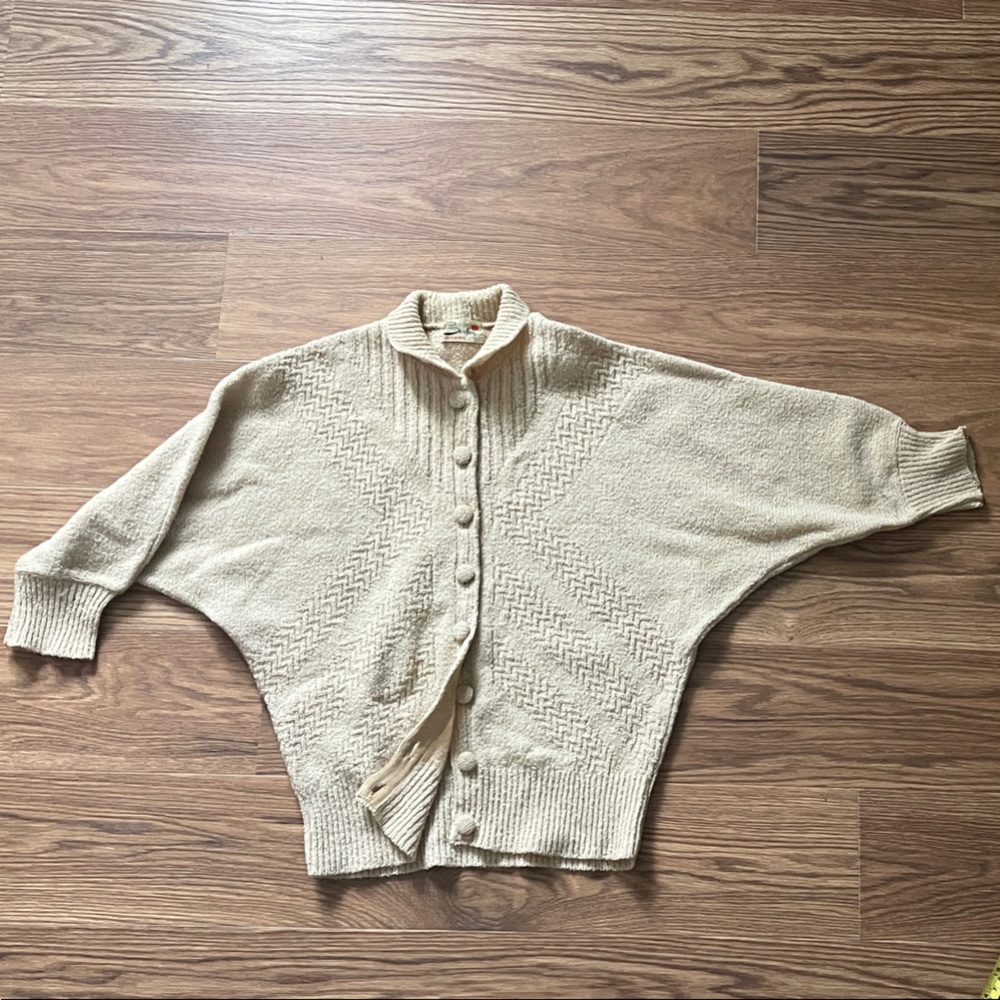 MCM Cream Wool Crop Cardigan